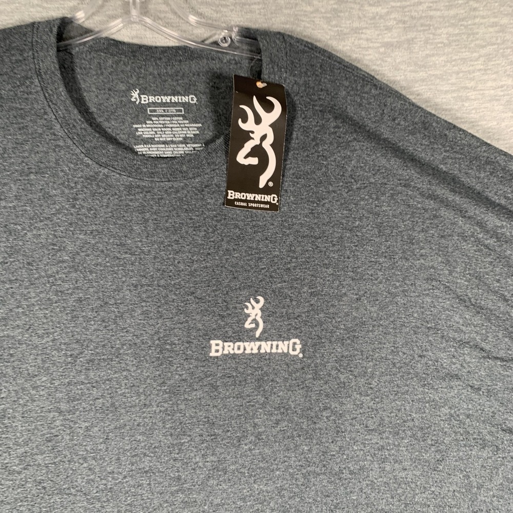 Browning Shirt Mens 3XL Gray Long Sleeve Flag Firearms Graphic Tee Hunting - Picture 4 of 12